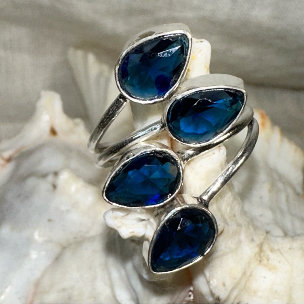 Sophisticated Navy multi-gem handcrafted ring